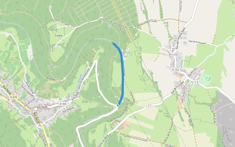Tunnel de la Diane walking route map in Conliège