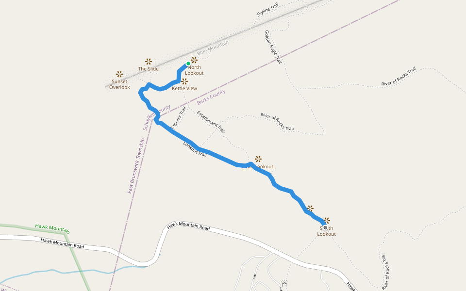 Lookout Trail walking route map in New Ringgold