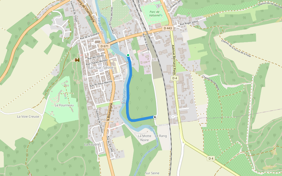 Promenade du Croc Ferrant walking route map in Bar-sur-Seine