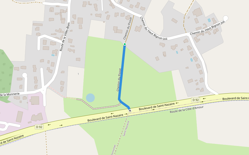 Chemin du Pissot walking route map in Pornichet