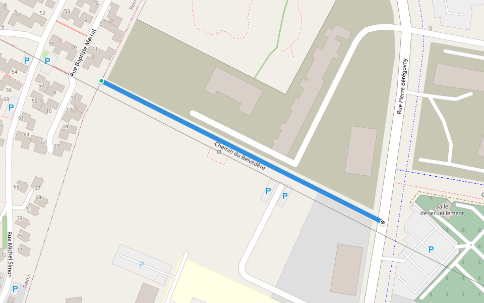 Chemin du Belvédère walking route map in Reims