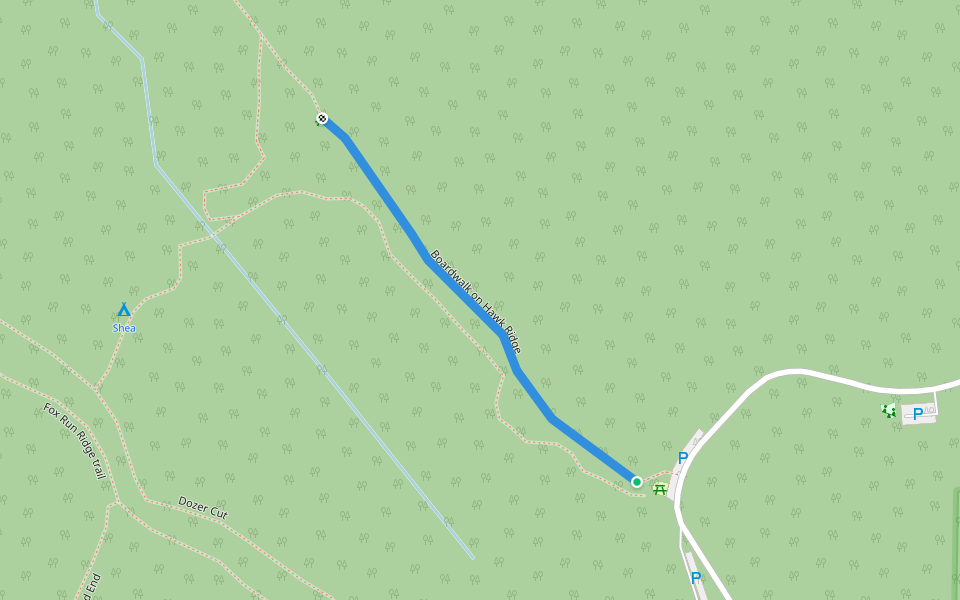 Boardwalk on Hawk Ridge walking route map in Honey Creek