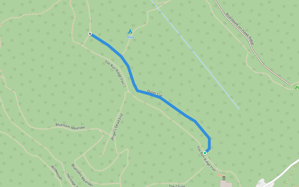Dozer Cut walking route map in Honey Creek