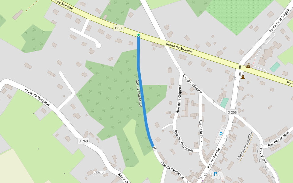 Rue de l'Audience walking route map in Soligny-la-Trappe