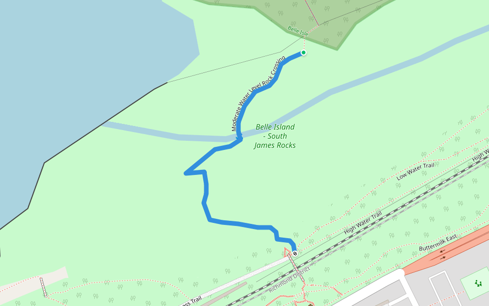 Moderate Water Level Rock Crossing Hiking Trail Richmond, Virginia
