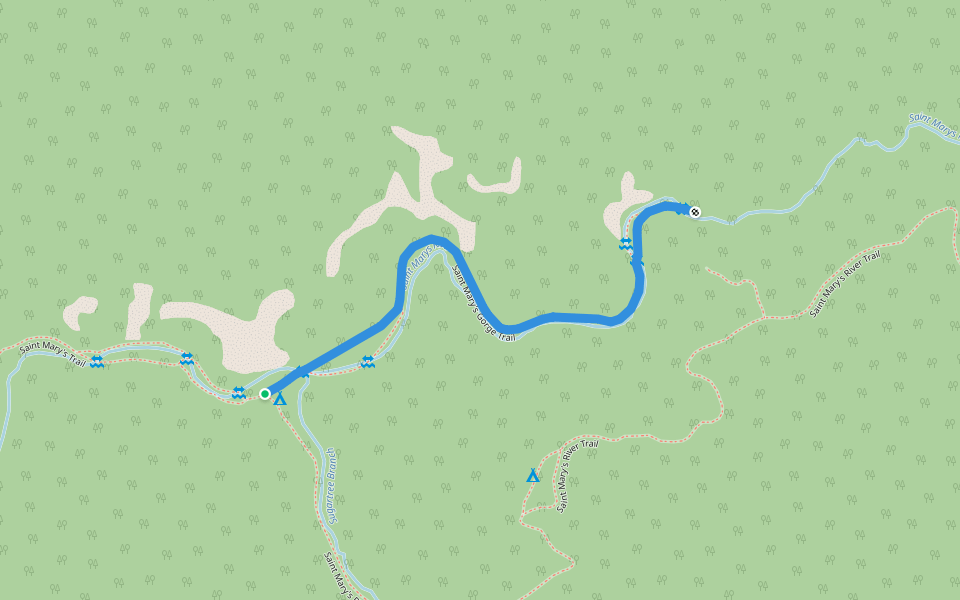 Saint Mary's Gorge Trail walking route map in Raphine