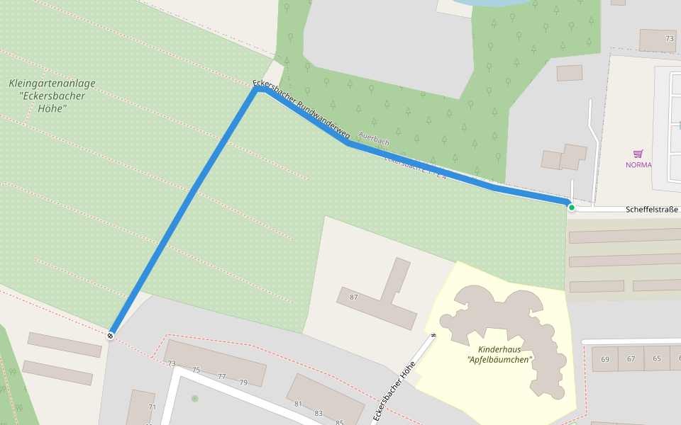 Eckersbacher Rundwanderweg walking route map in Zwickau