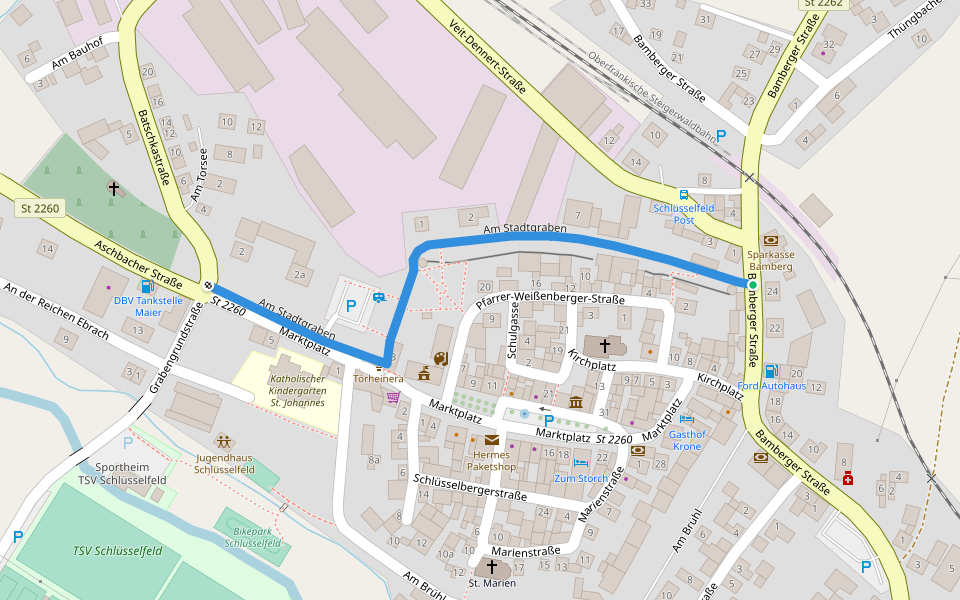 Am Stadtgraben walking route map in Schlüsselfeld
