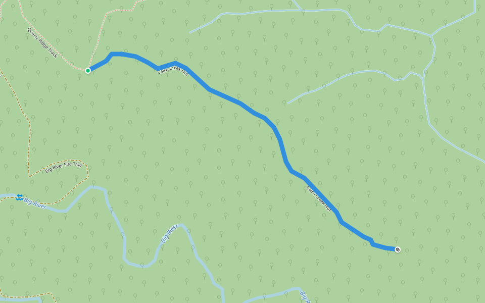 Cairn Creek Hut walking route map in Nelse
