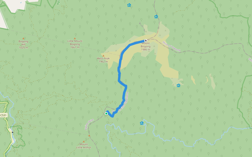 Quartz Ridge Track walking route map in Mount Beauty