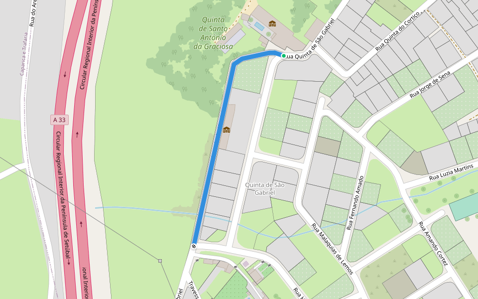 Passeio de São Gabriel walking route map in Sobreda