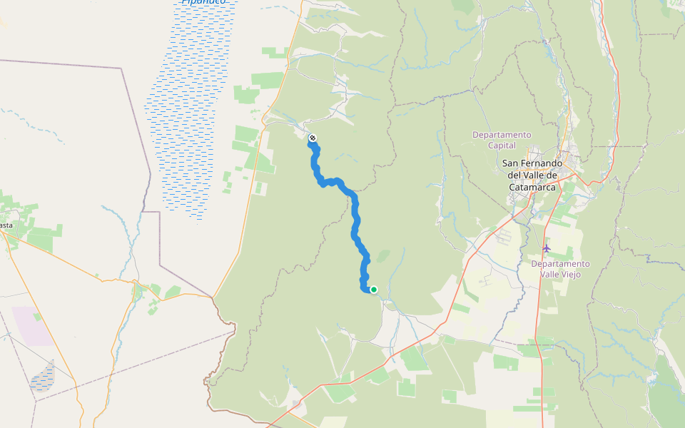 Pomán a Concepción walking route map in La Quebrada