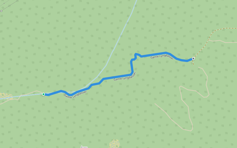 Gamle Lyngdalsvei walking route map in Agnefest