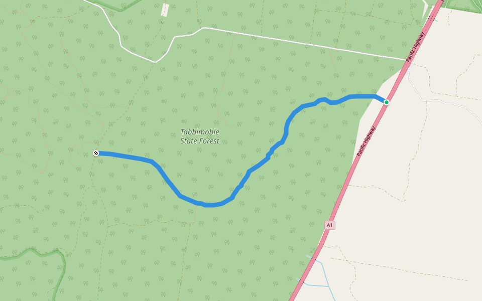 MacFaydens Road walking route map in Tabbimoble