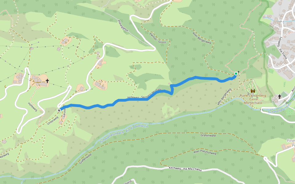Höfeweg - Sentiero dei masi walking route map in Montechiaro