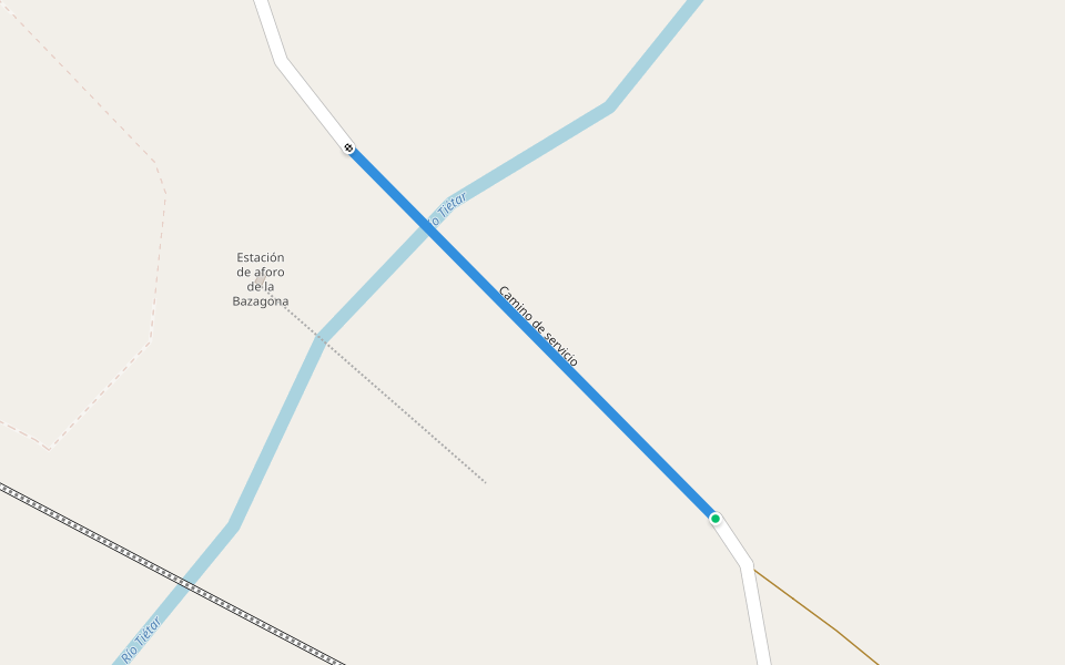 Camino de servicio walking route map in Malpartida de Plasencia