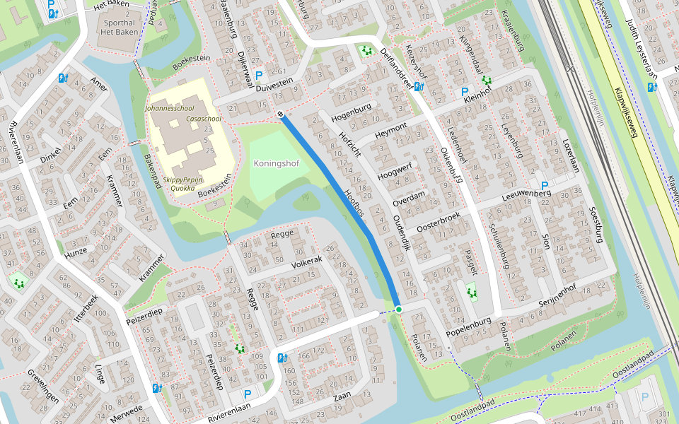 Hoofbos walking route map in Pijnacker