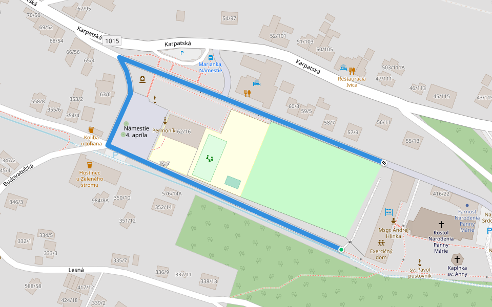 Námestie 4. apríla walking route map in Marianka