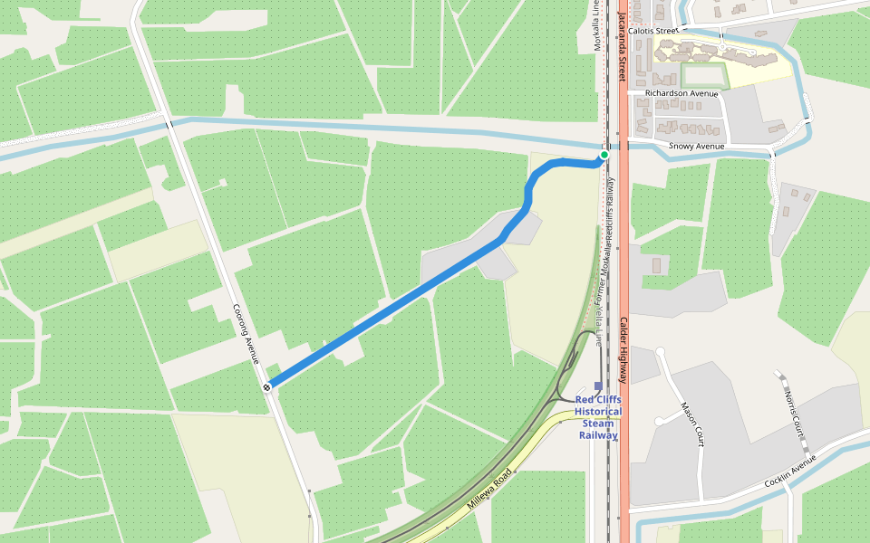 Leachs Road walking route map in Red Cliffs