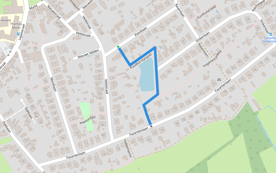 Roodborstjespad walking route map in Vorselaar