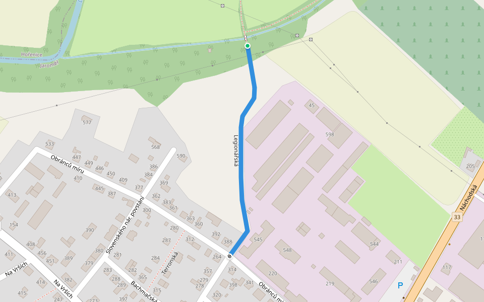 Legionářská walking route map in Jaromer