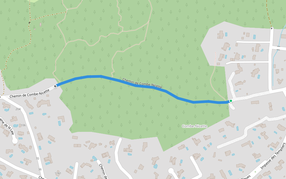 Chemin de Combe-Nicette walking route map in Roquefort-les-Pins