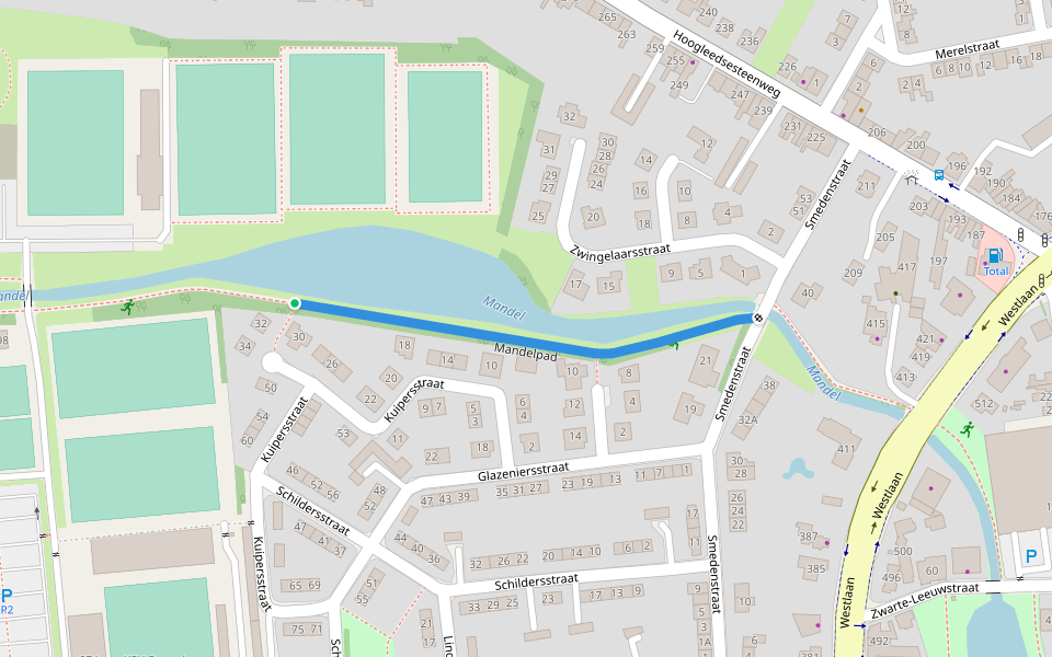 Mandelpad walking route map in Roeselare