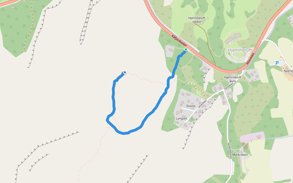 Alta 10-toppers, Hjemmeluft walking route map in Alta