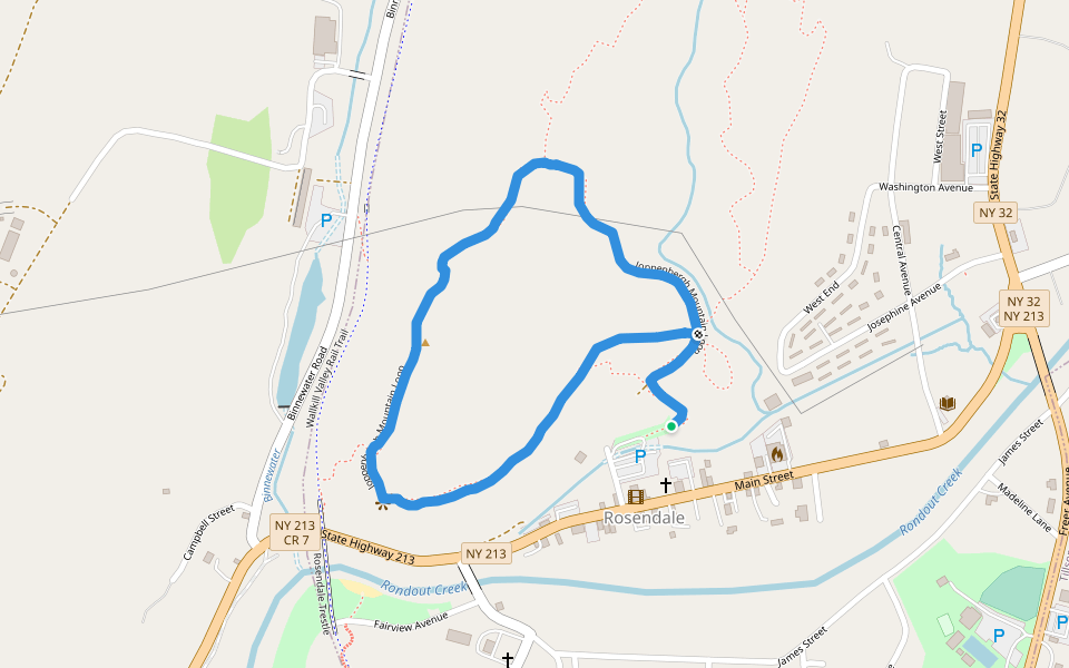 Joppenbergh Mountain Loop walking route map in Rosendale