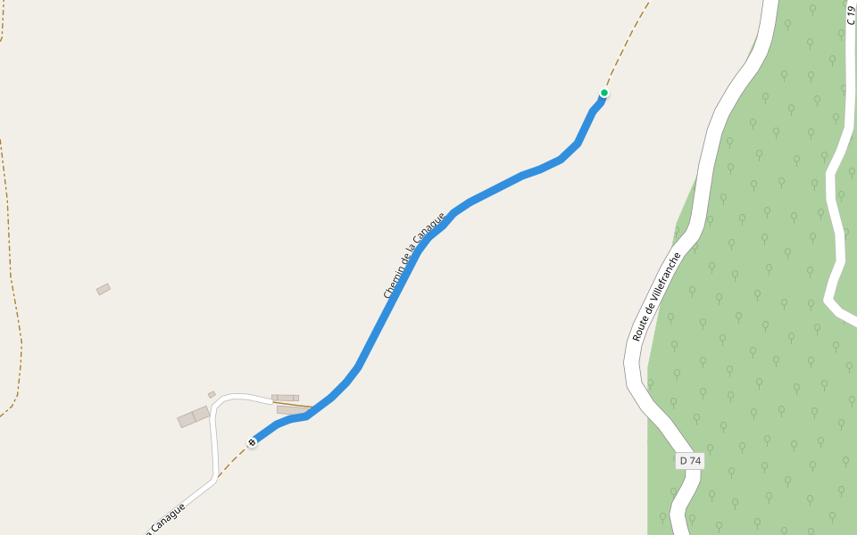 Chemin de la Canague walking route map in Ambialet