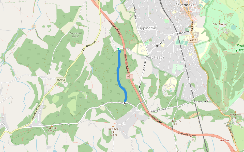 Goldsmiths Bottom walking route map in Ide Hill