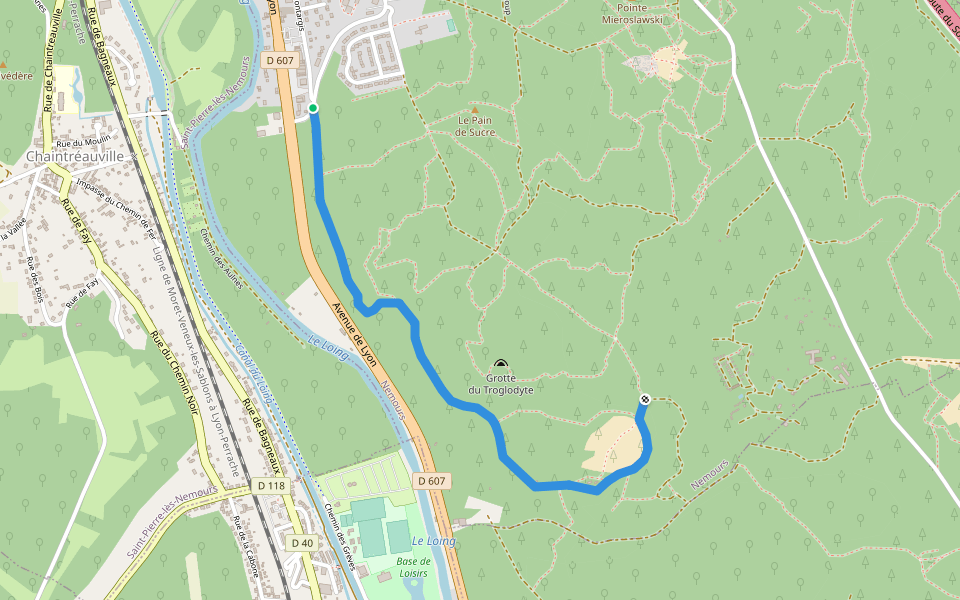 Chemin des Beauxregards walking route map in Nemours