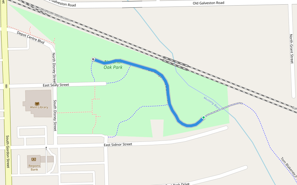 Tom Blakeney Jr Hike & Bike Trail walking route map in Alvin