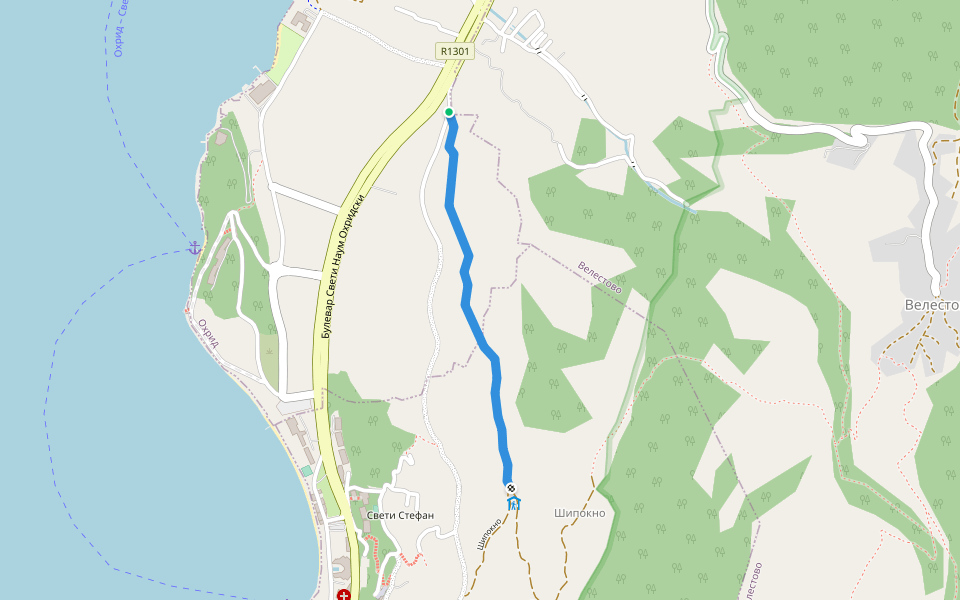 Рача - Коњско walking route map in Ohrid