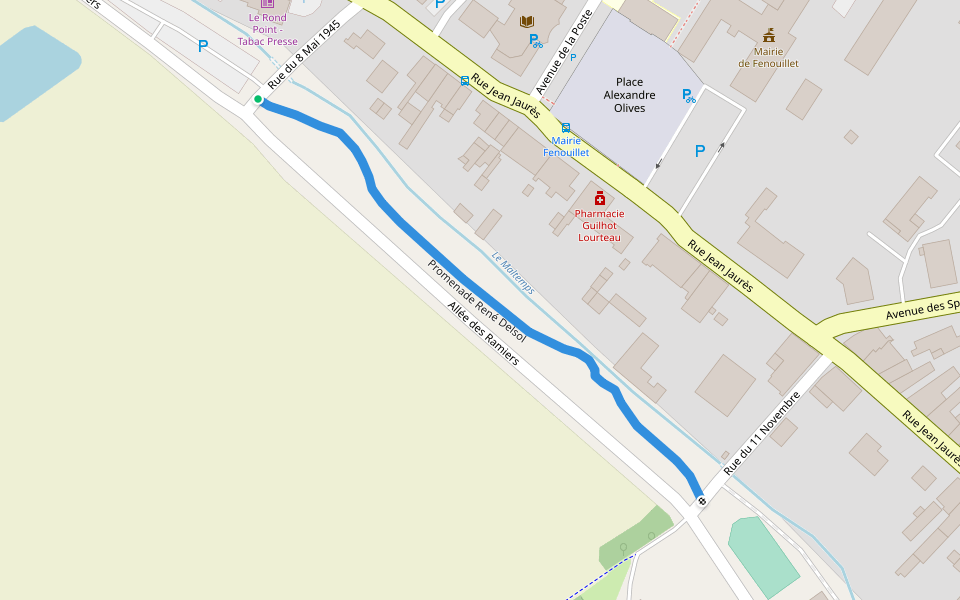 Promenade René Delsol walking route map in Fenouillet