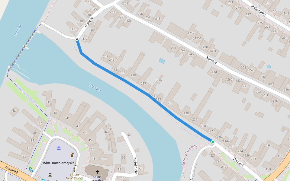 Zbrodek walking route map in Veselí nad Moravou