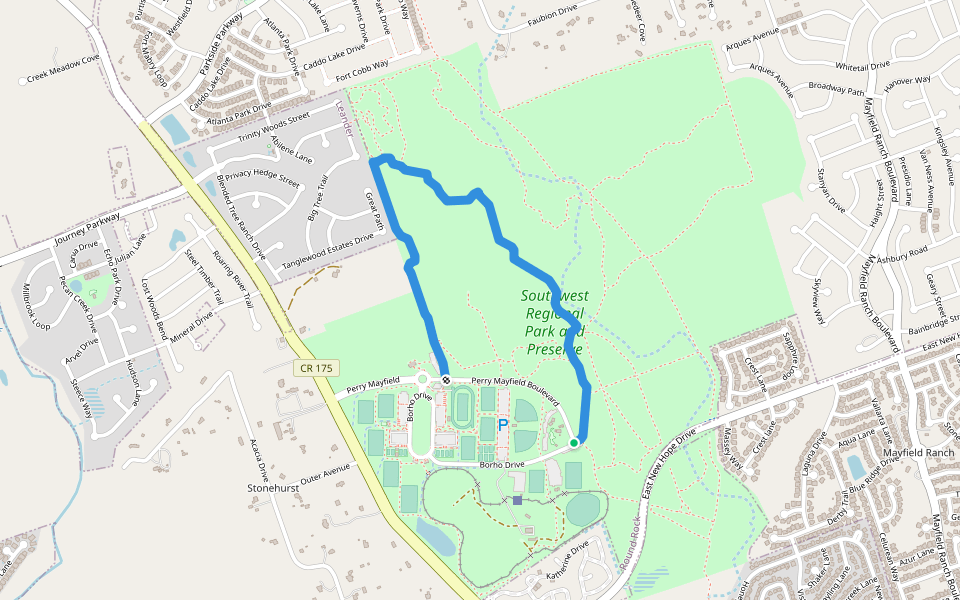 Jim Rodgers Trail walking route map in Leander