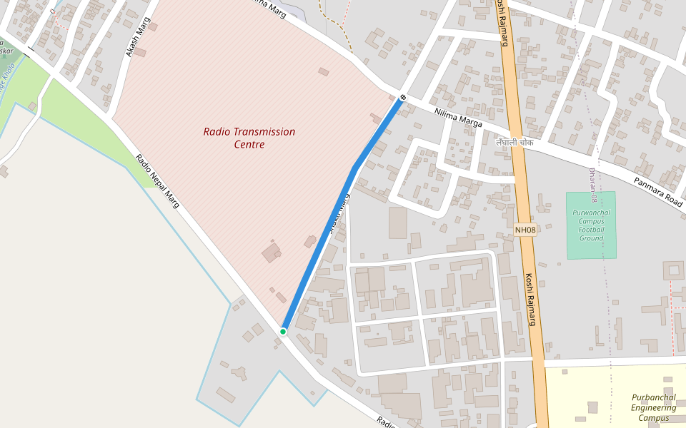 Shakti Marg walking route map in Dharan