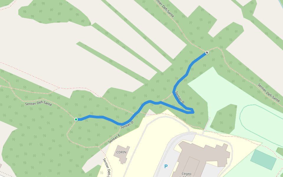 Sentier D walking route map in Matane
