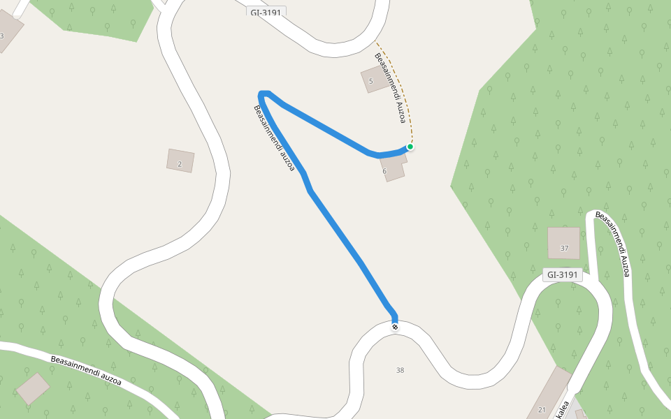 Beasainmendi auzoa walking route map in Beasaimendi