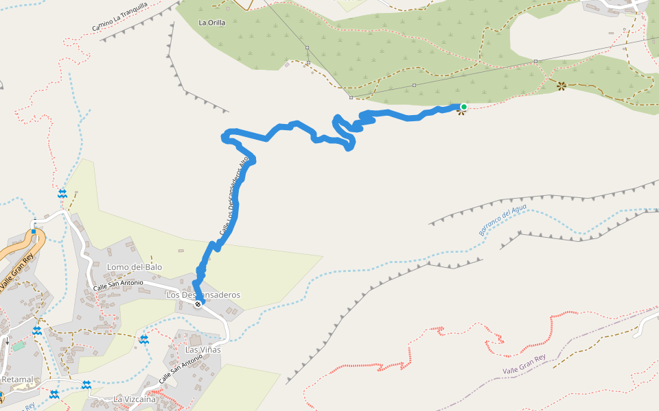 Calle Los Descansaderos Alto walking route map in Valle Gran Rey