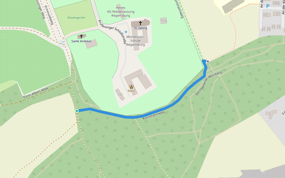 Kornmannweg walking route map in Regensburg