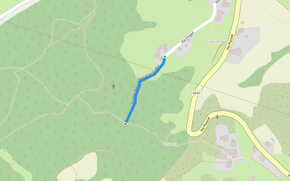 Sentiero Natura, Percorso (Giallo) walking route map in Case Ongari