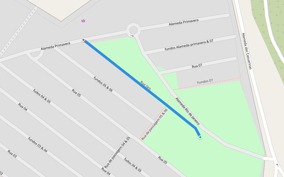 Rua Seis walking route map in Arraial do Cabo