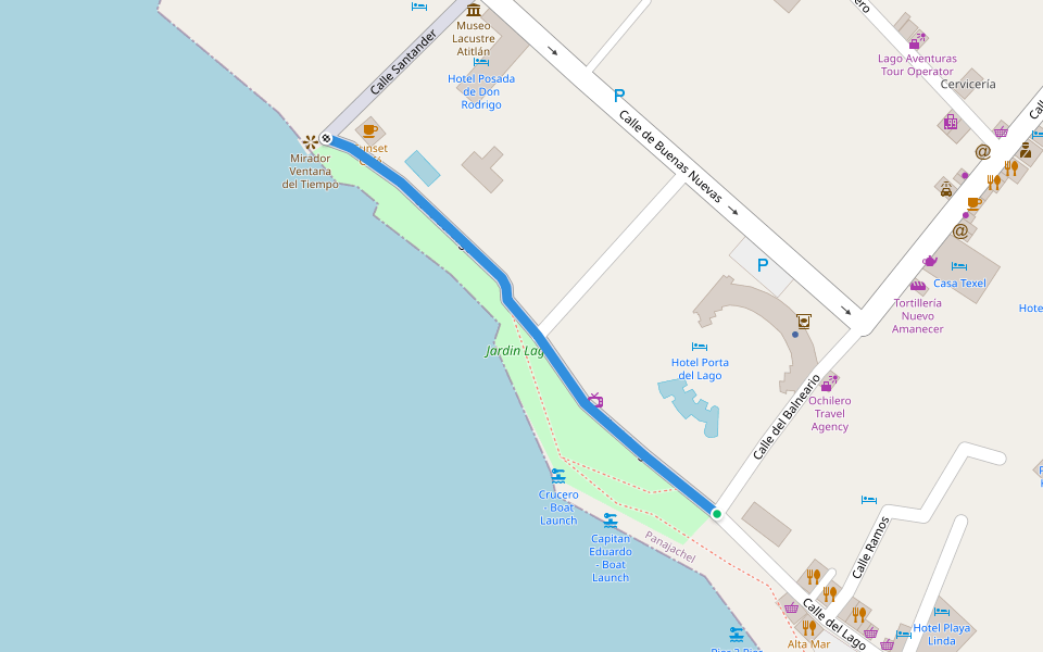 Calle del Lago walking route map in Panajachel