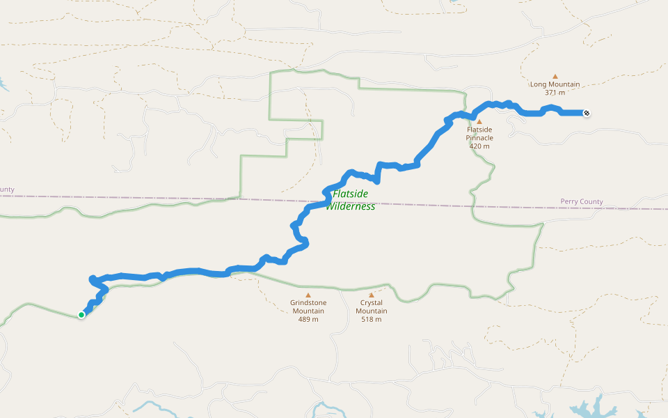 Ouachita Trail walking route map in Perryville