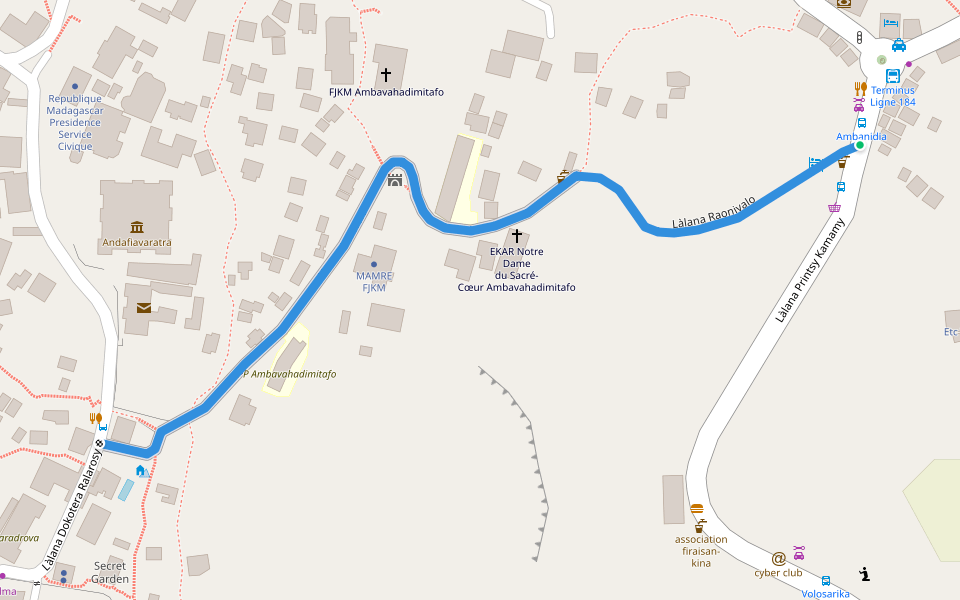 Làlana Raonivalo walking route map in Tananarive