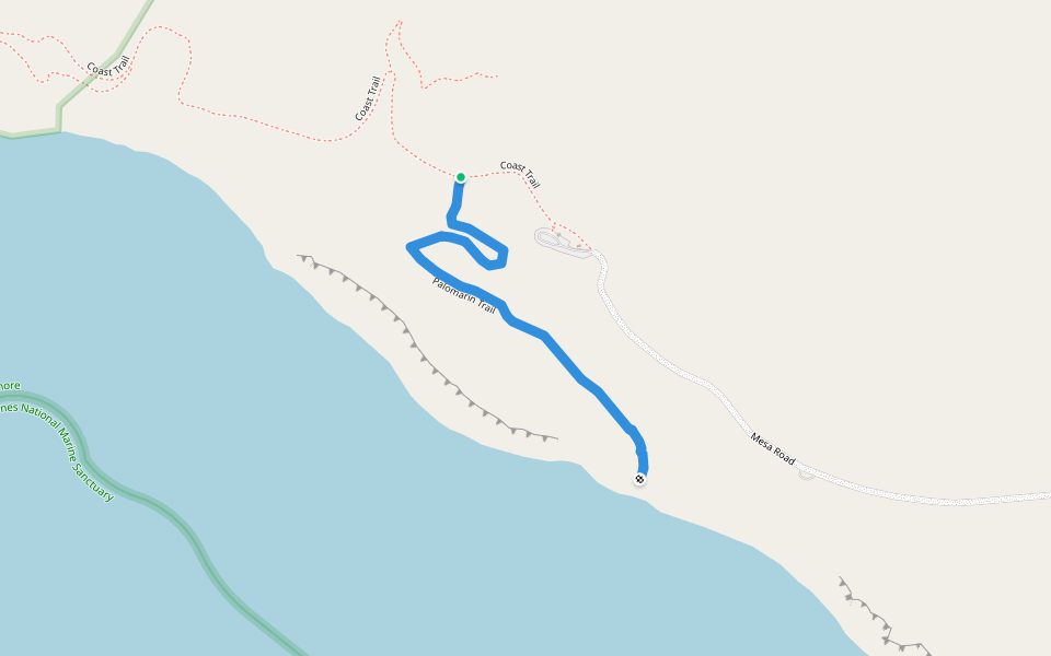 Palomarin Trail walking route map in Bolinas