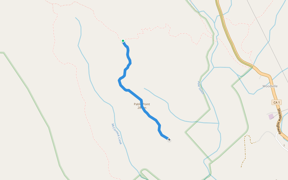 Pablo Point walking route map in Bolinas