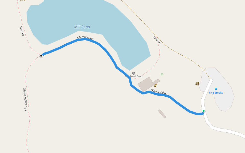 Olema Valley walking route map in Bolinas